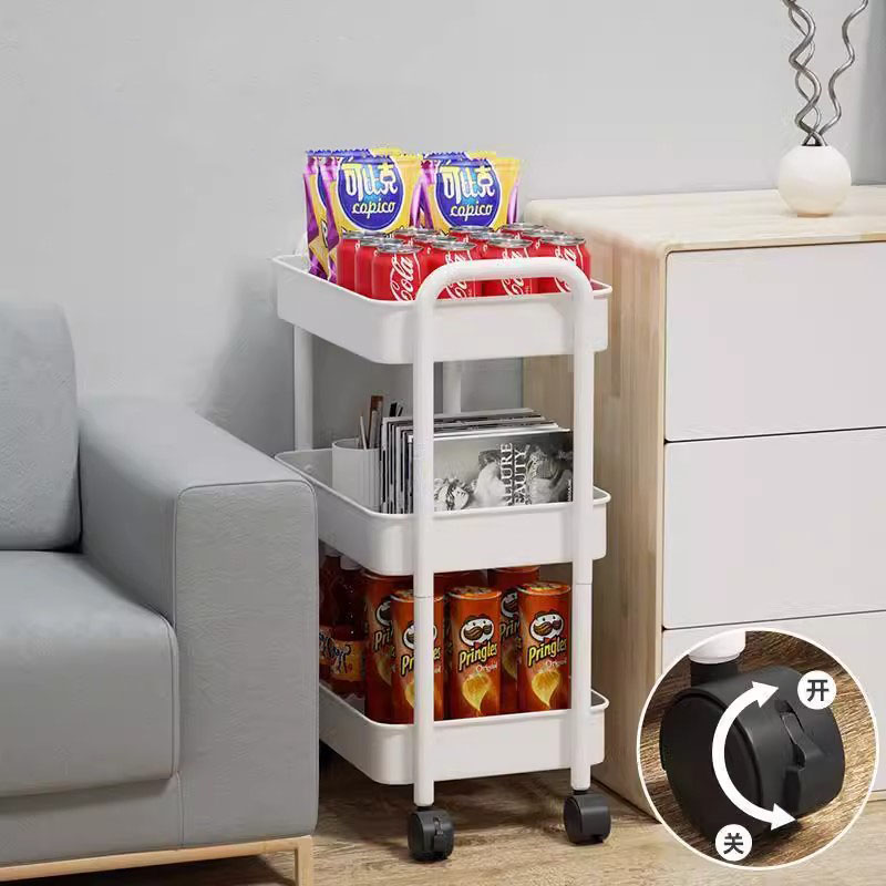 Sahig multi-tier dobleng hawakan mobile trolley shelf