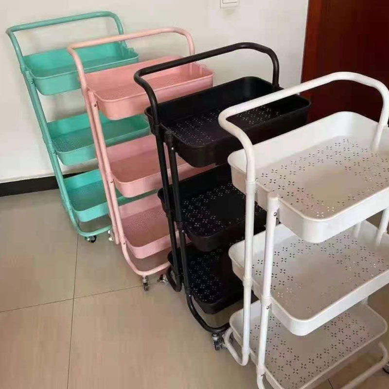 Sahig multi-tier solong hawakan mobile trolley shelf
